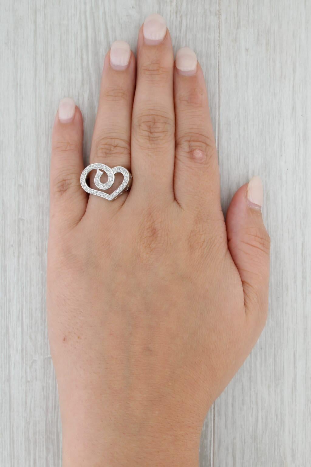 0.33ctw Diamond Interlocking Open Hearts Ring 900 Platinum Size 6.75 Cocktail For Sale 3