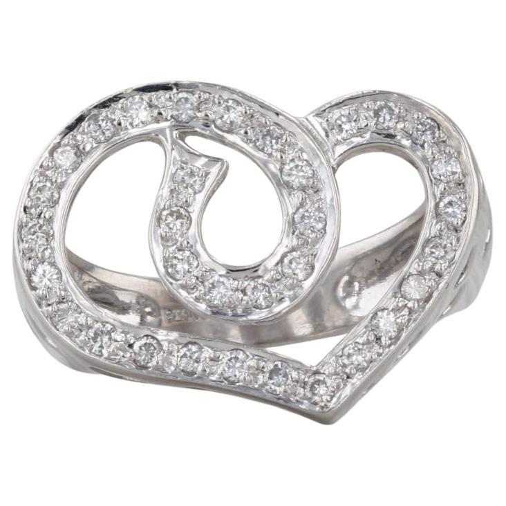 0.33ctw Diamond Interlocking Open Hearts Ring 900 Platinum Size 6.75 Cocktail For Sale