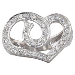 0.33ctw Diamond Interlocking Open Hearts Ring 900 Platinum Size 6.75 Cocktail