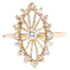 Vintage 0.33ctw Diamond Navette Ring, 14K Yellow Gold, Ring Size 5.5, Diamond Cluster
