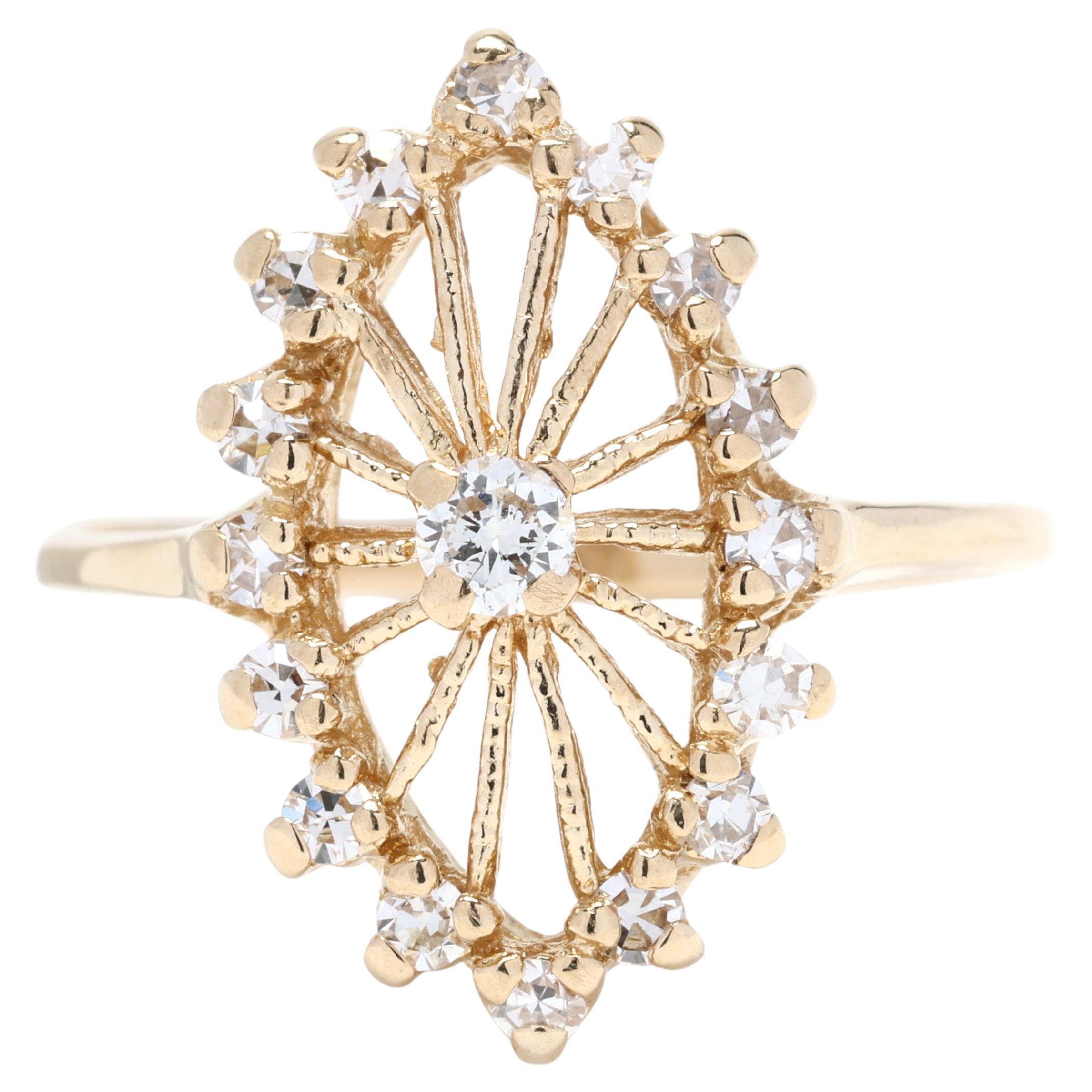 0.33ctw Diamond Navette Ring, 14K Yellow Gold, Ring Size 5.5, Diamond Cluster