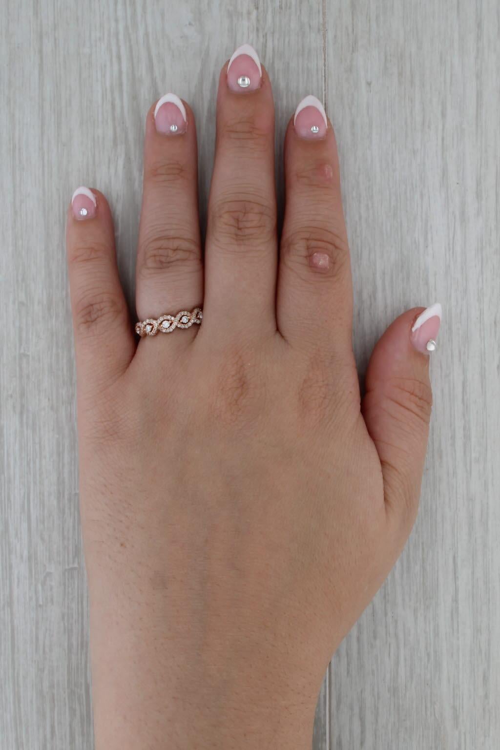 Anello impilabile con diamante da 0,33 ct. in oro rosa 14k Taglia 6 in vendita 1