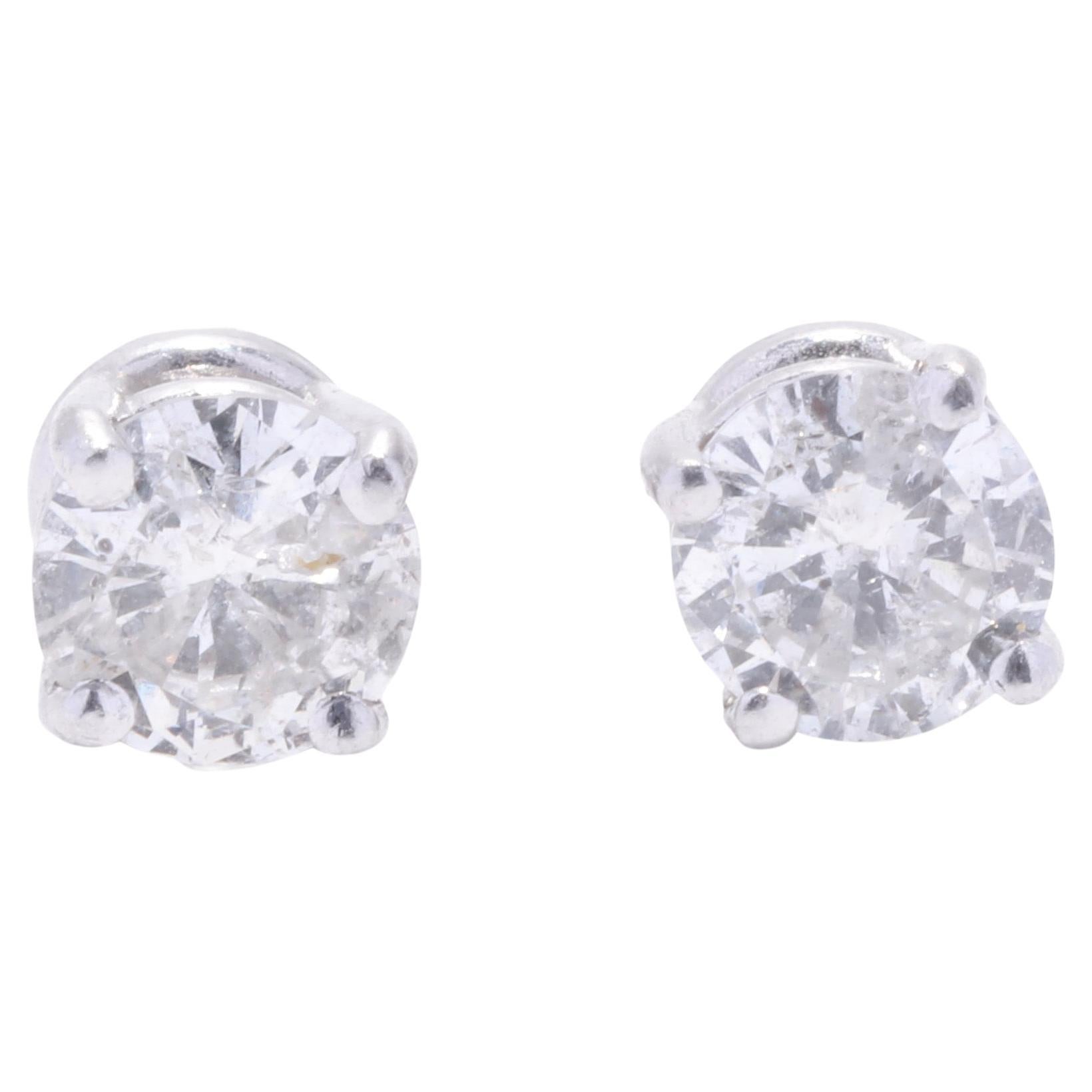 0.33ctw Diamond Stud Earrings, 14K White Gold, Simple Diamond For Sale