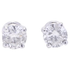 0.33ctw Diamond Stud Earrings, 14K White Gold, Simple Diamond
