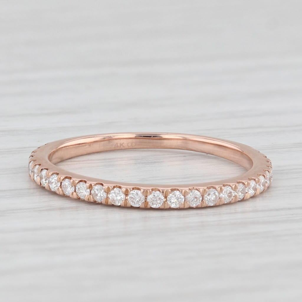Gemstone Information:
- Natural Diamonds -
Total Carats - 0.33ctw
Cut - Round Brilliant
Color - F- G
Clarity - SI2 - I1

Metal: 14k Rose Gold
Weight: 1.6 Grams 
Stamps: 14k
Face Height: 1.8 mm 
Rise Above Finger: 2.3 mm
Band / Shank Width: 1.5