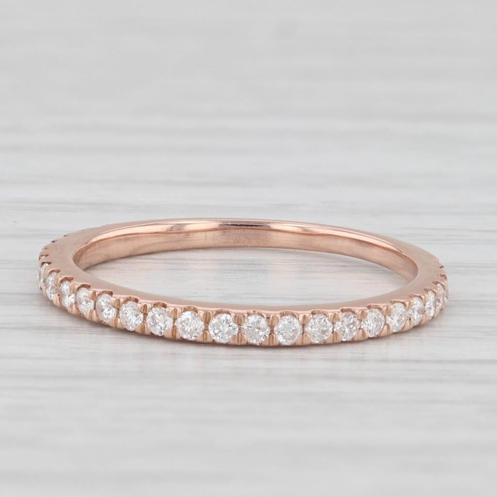 Alliance empilable anniversaire de fiançailles en or rose 14 carats avec diamant 0,33 carat, taille 6,25