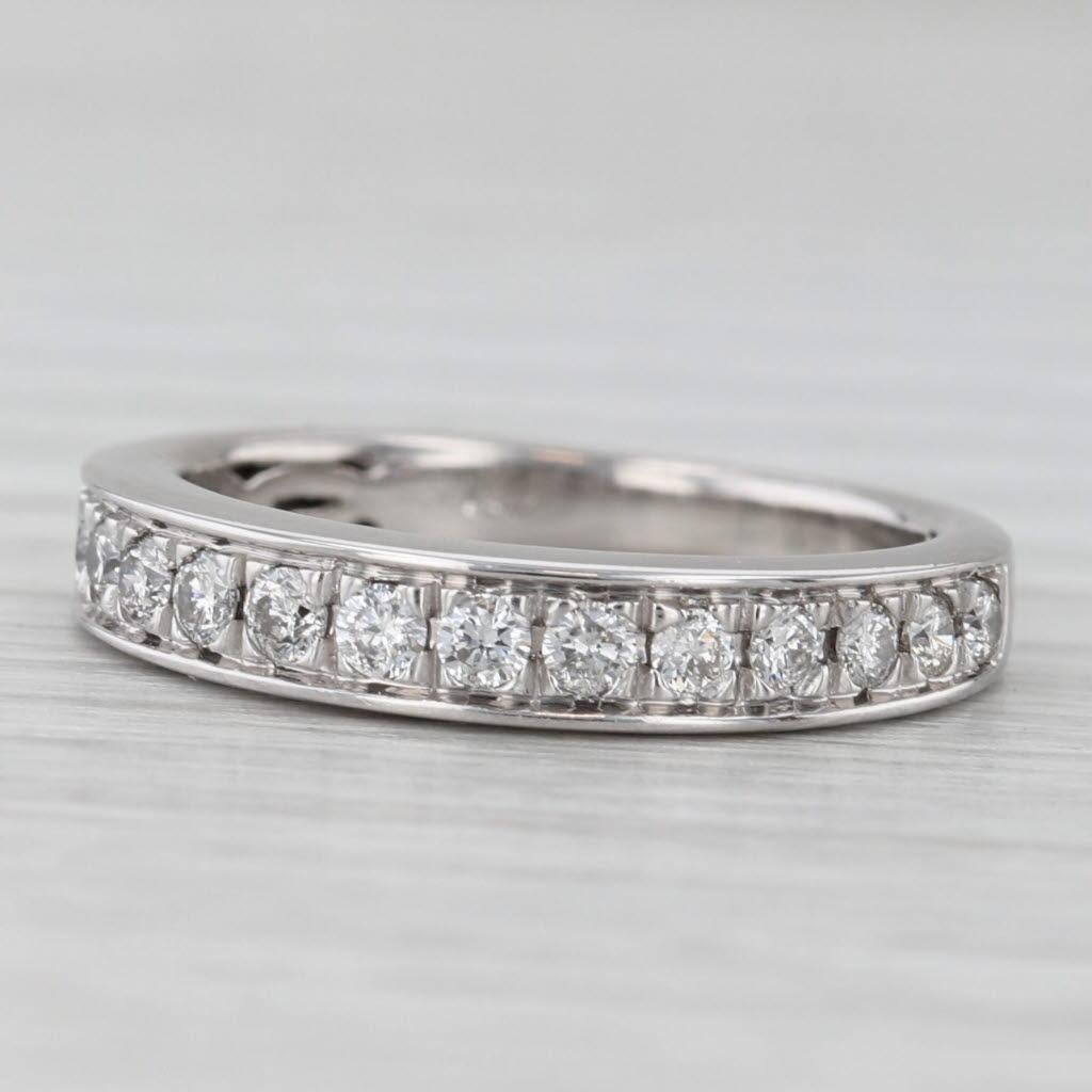 0.33ctw Diamond Wedding Band 14k White Gold Size 4.75 Stackable Anniversary Ring