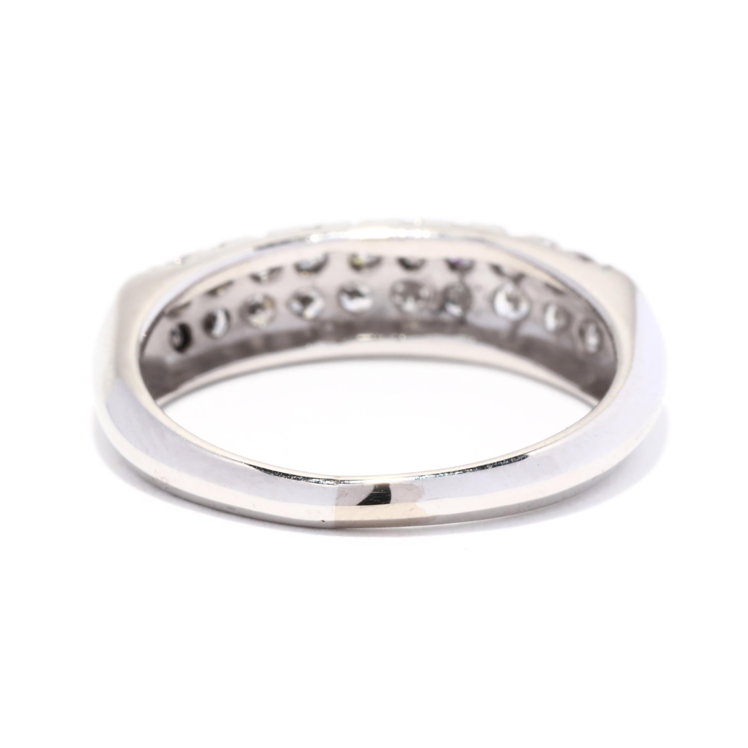 Single Cut 0.33ctw Two Row Diamond Band, Platinum, Wide Diamond Band For Sale