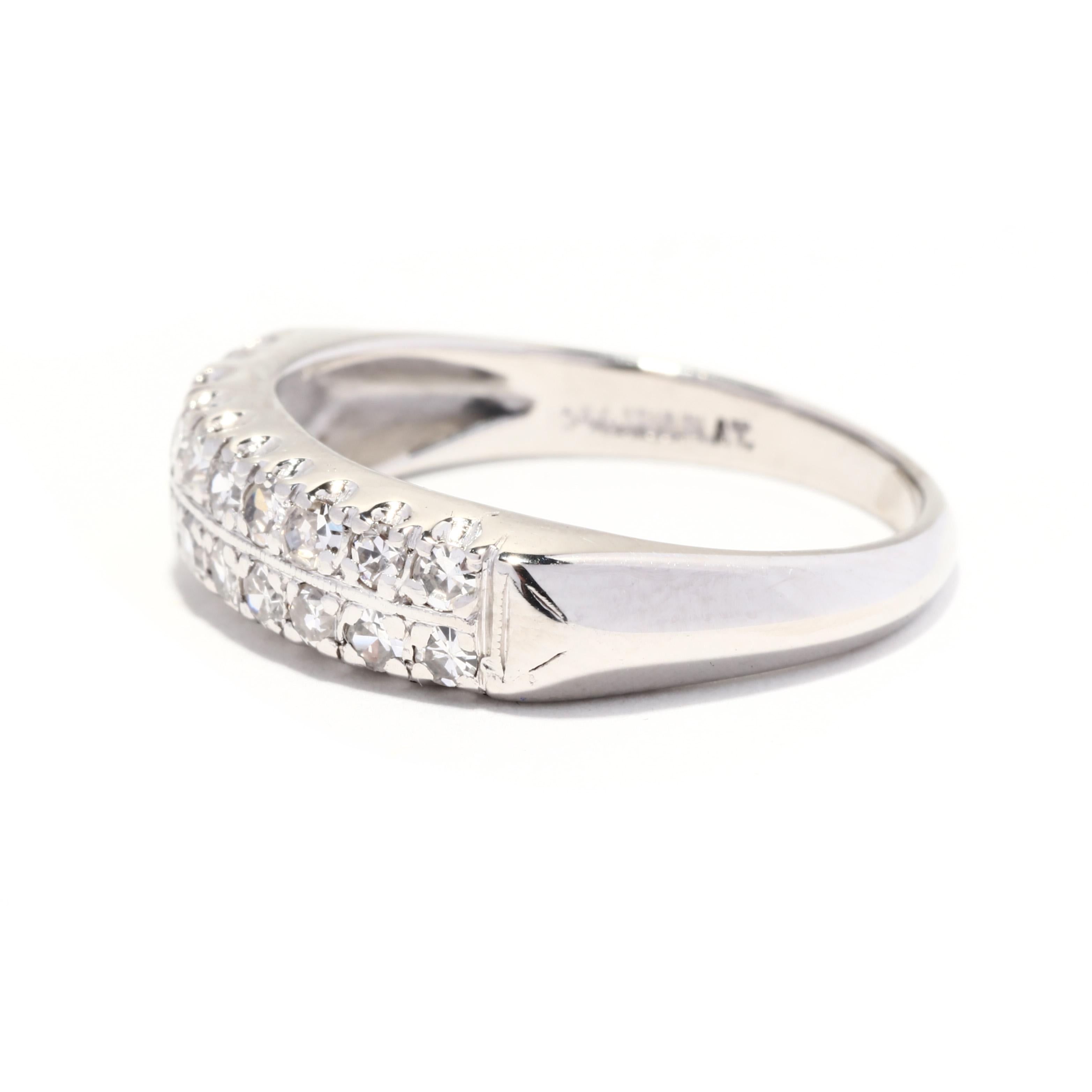 0.33ctw Two Row Diamond Band, Platinum, Wide Diamond Band In Good Condition For Sale In McLeansville, NC