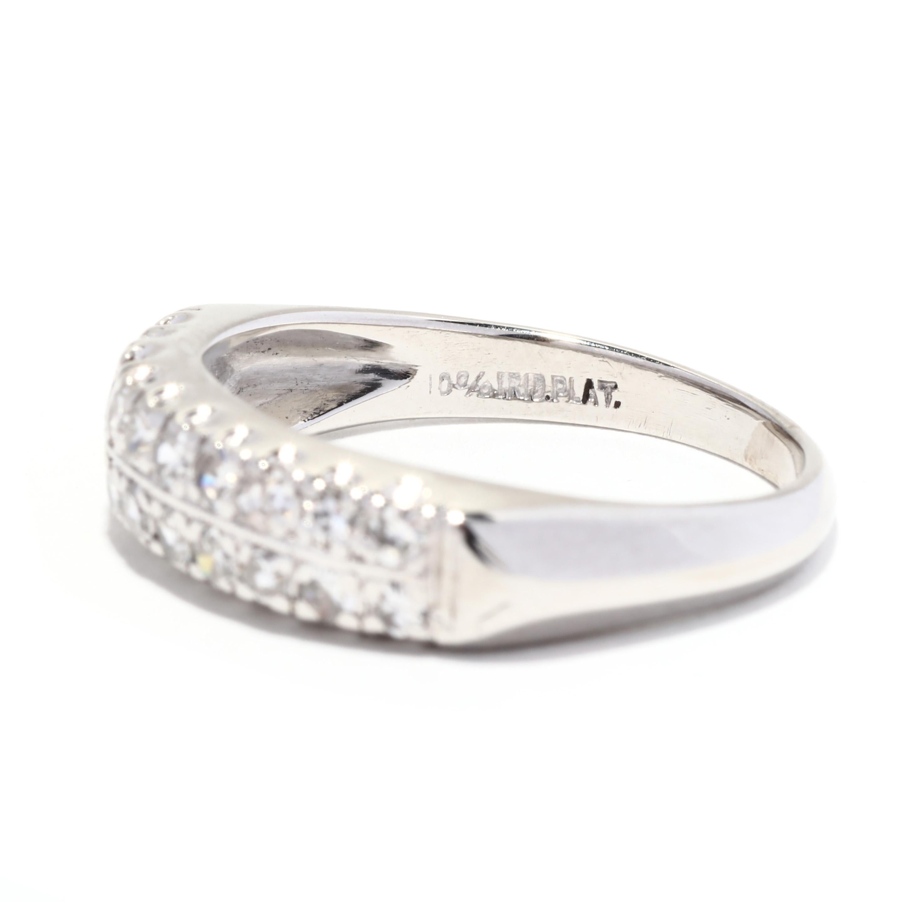 Women's or Men's 0.33ctw Two Row Diamond Band, Platinum, Wide Diamond Band For Sale