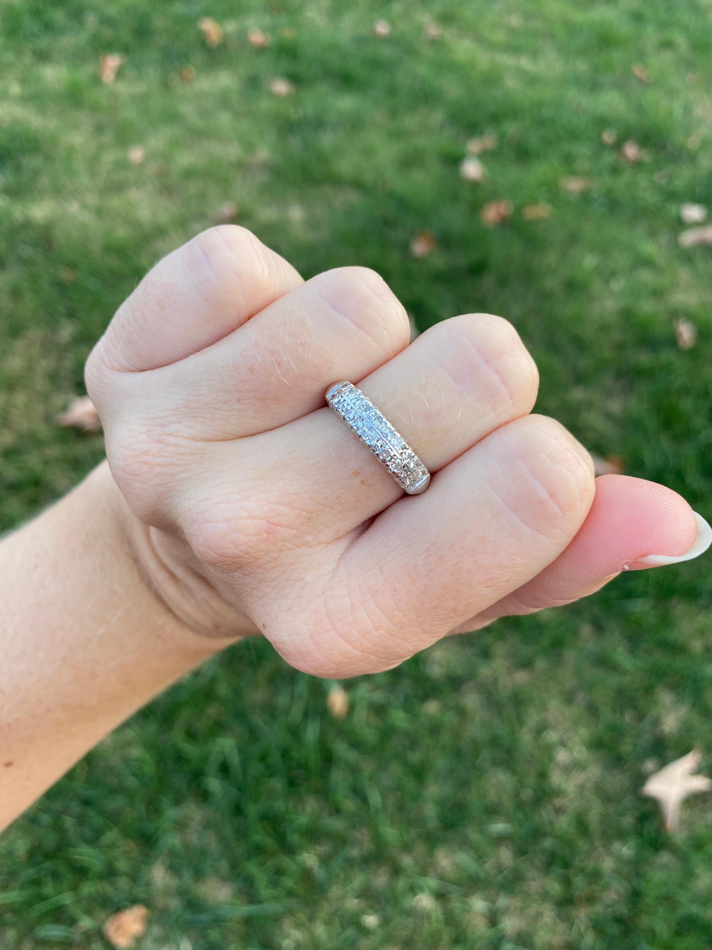 0.33ctw Two Row Diamond Band, Platinum, Wide Diamond Band For Sale 1