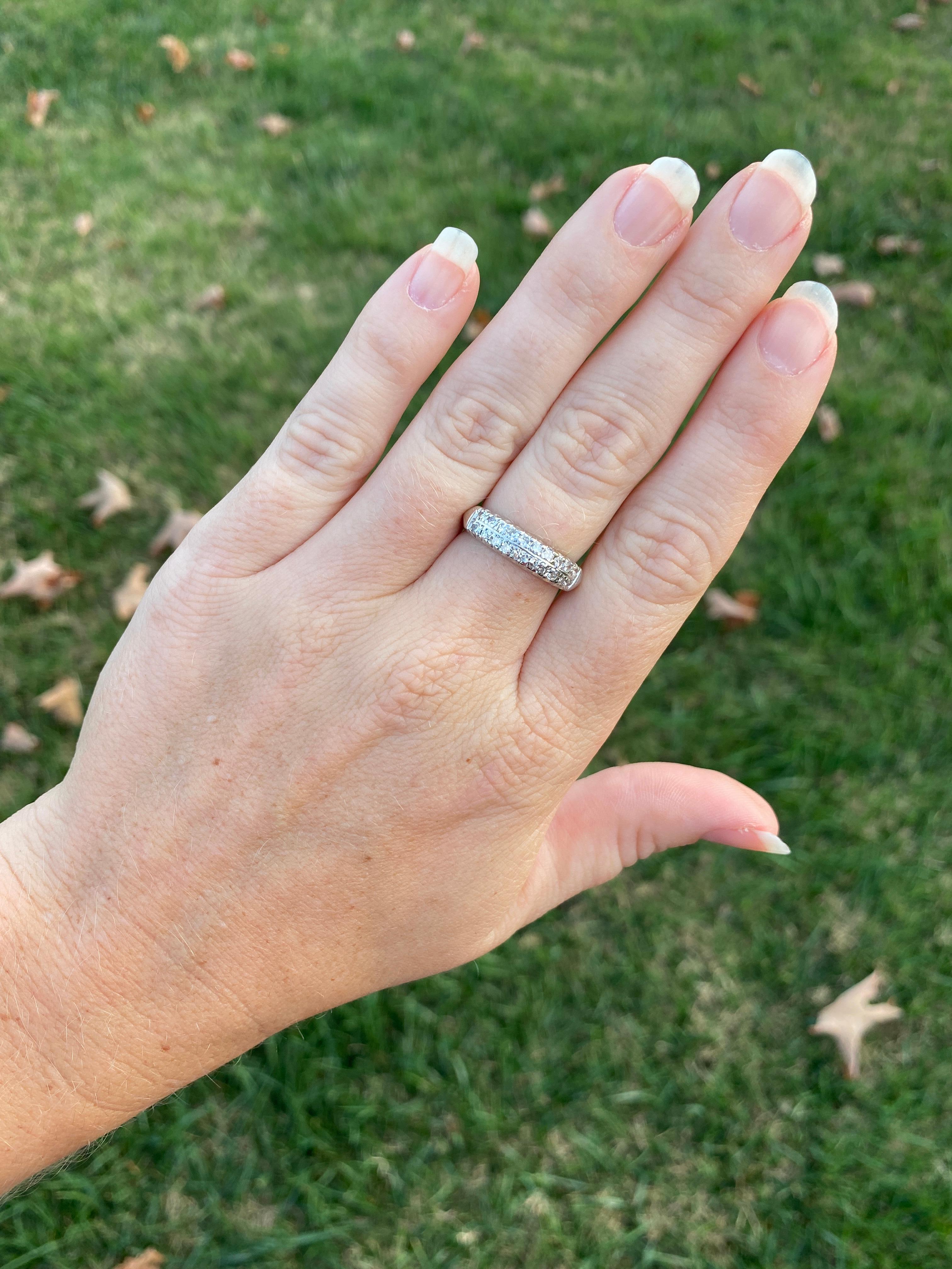 0.33ctw Two Row Diamond Band, Platinum, Wide Diamond Band For Sale 2