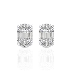 0.34 Carat Baguette Diamonds ETON style Stud Earrings in 14k White Gold