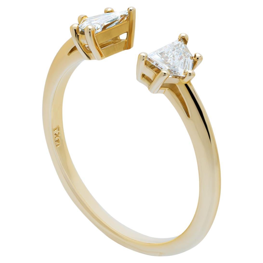 Bague en diamant, 0,34 carats, or jaune 14K. Cette élégante bague 