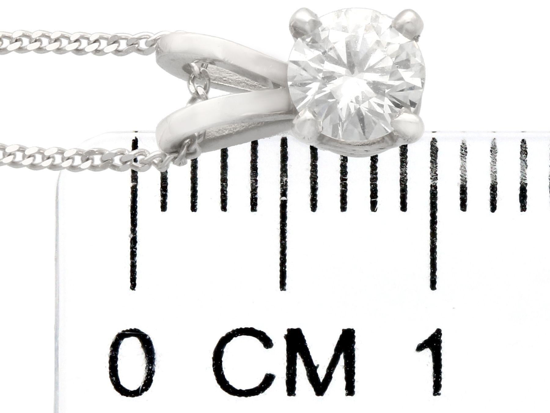 Round Cut 0.34 Carat Diamond and Platinum Solitaire Pendant