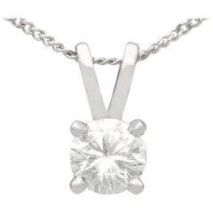 0.34 Carat Diamond and Platinum Solitaire Pendant