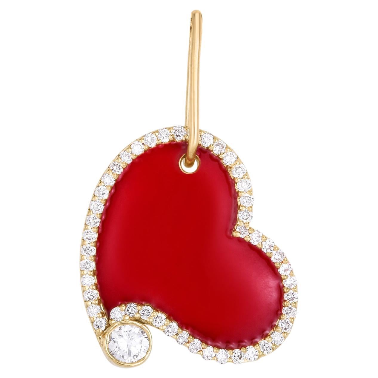 0.34 Carat Diamond Enamel Heart Pendant by Millapani For Sale