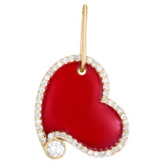 0.34 Carat Diamond Enamel Heart Pendant by Millapani