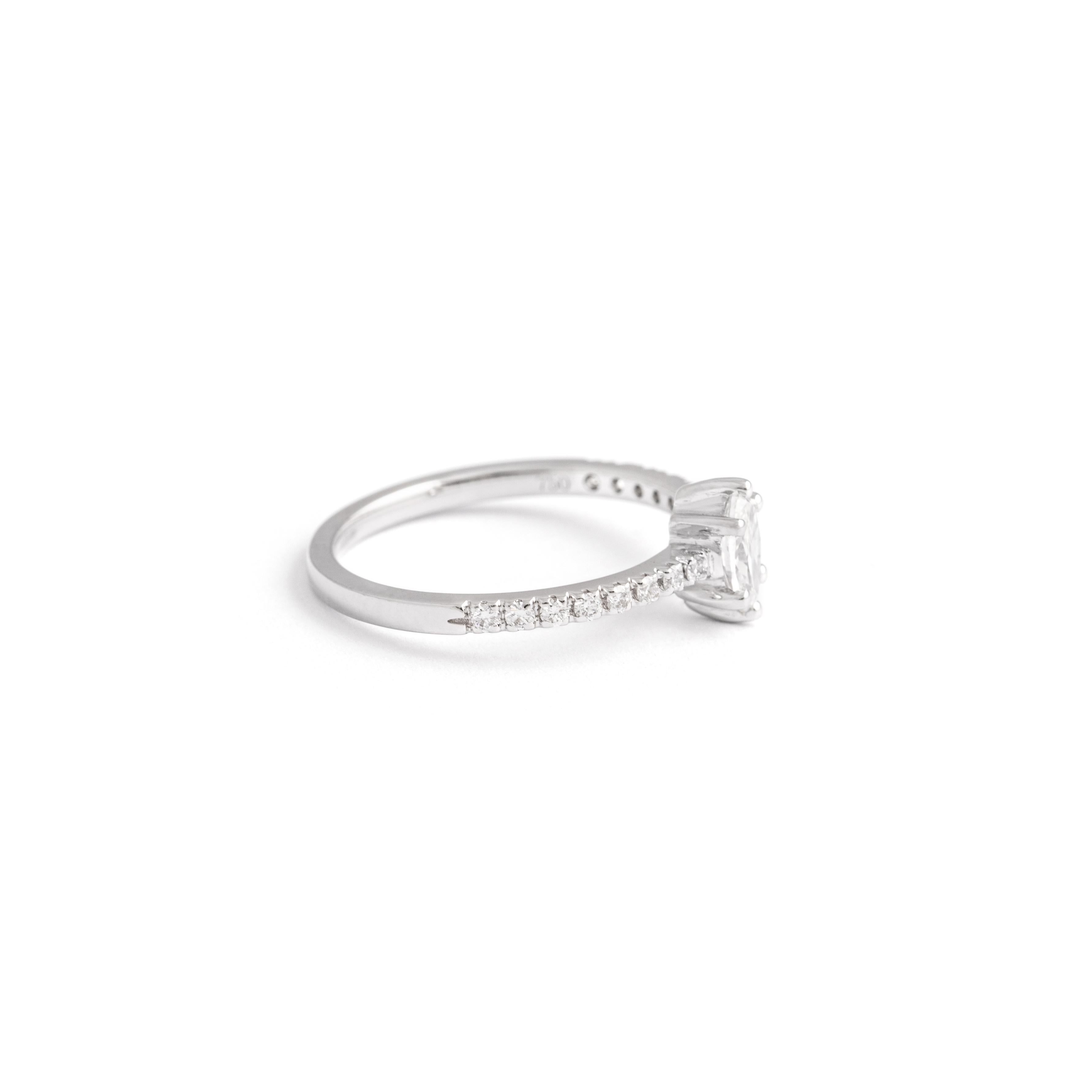 Pear Cut 0.34 Carat Diamond Solitaire White Gold Ring For Sale