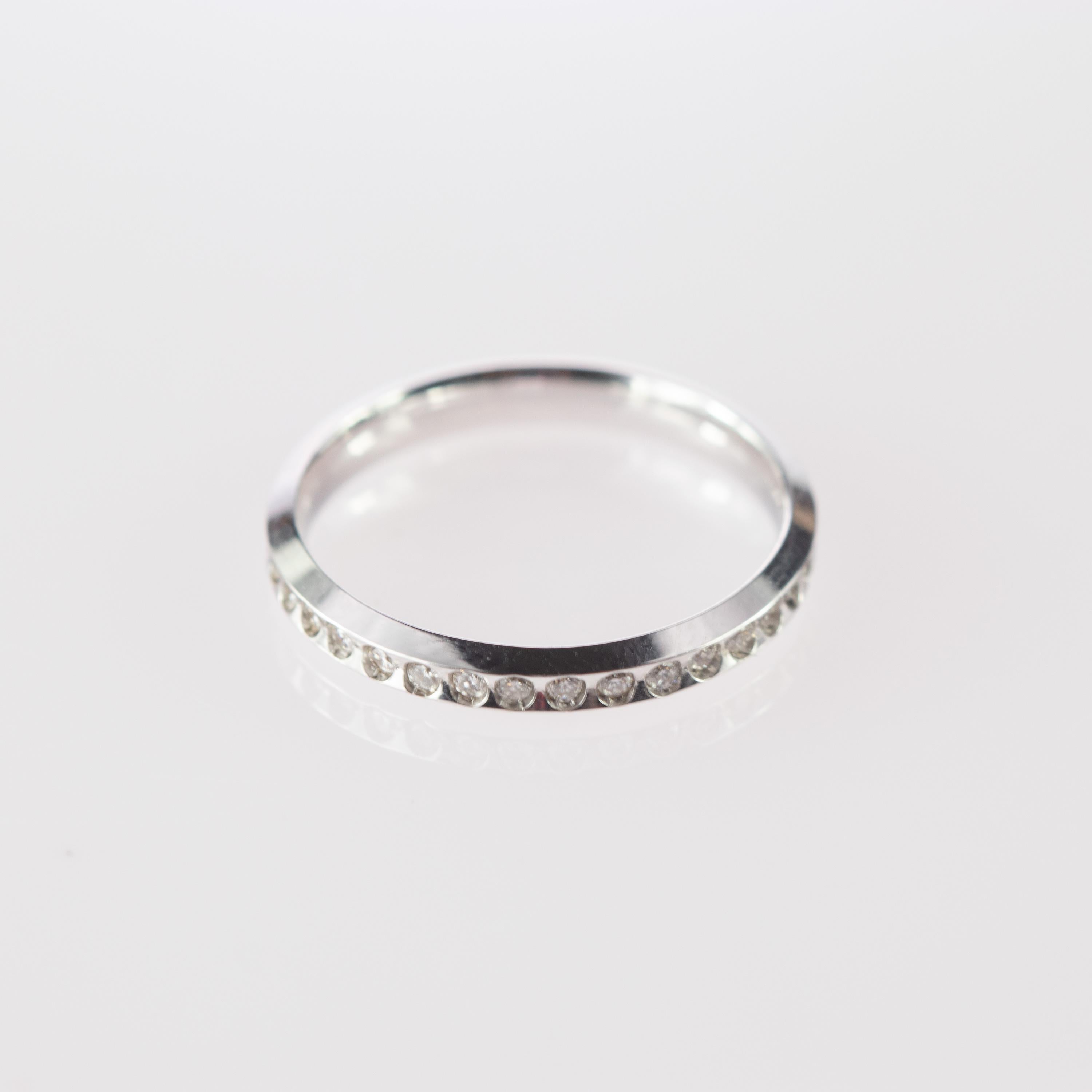 Belle Époque 0.34 Carat Diamond Ultra Thin Brilliant Curve 18 Karat White Gold Ring For Sale