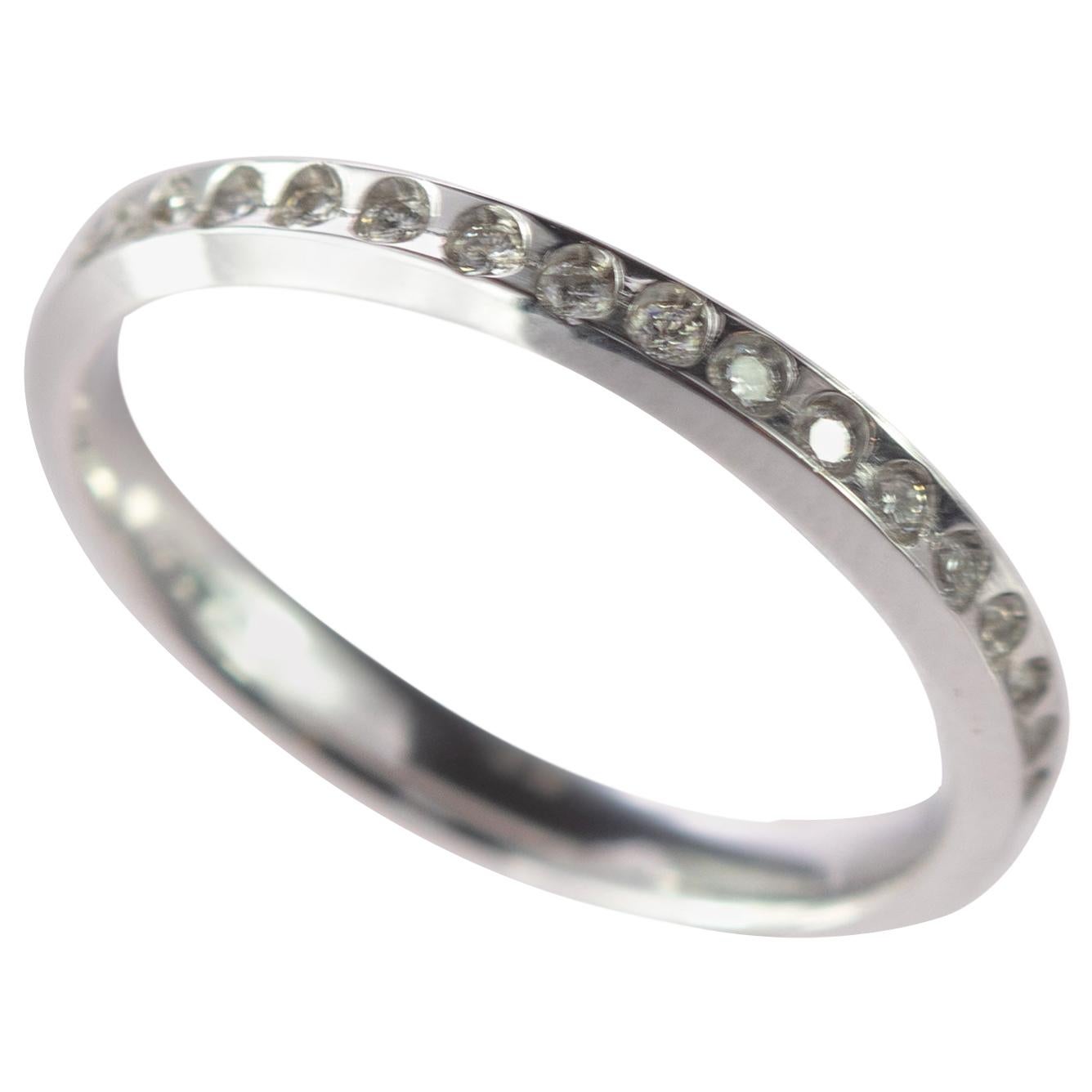 0.34 Carat Diamond Ultra Thin Brilliant Curve 18 Karat White Gold Ring For Sale