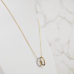 0.34 Carat Diamond Yellow and White Gold Necklace
