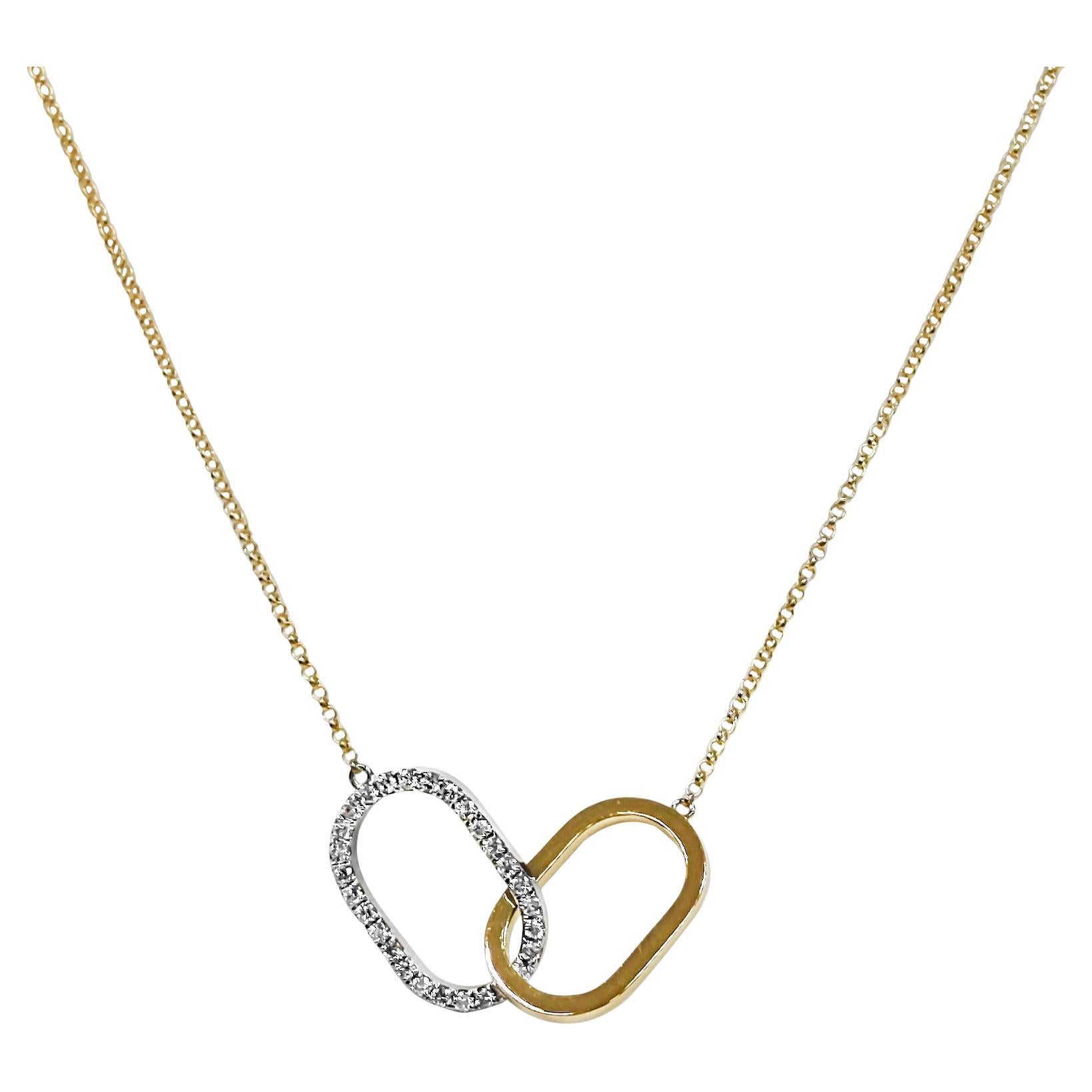 0,34 Karat Diamant-Halskette aus Gelb- und Weißgold