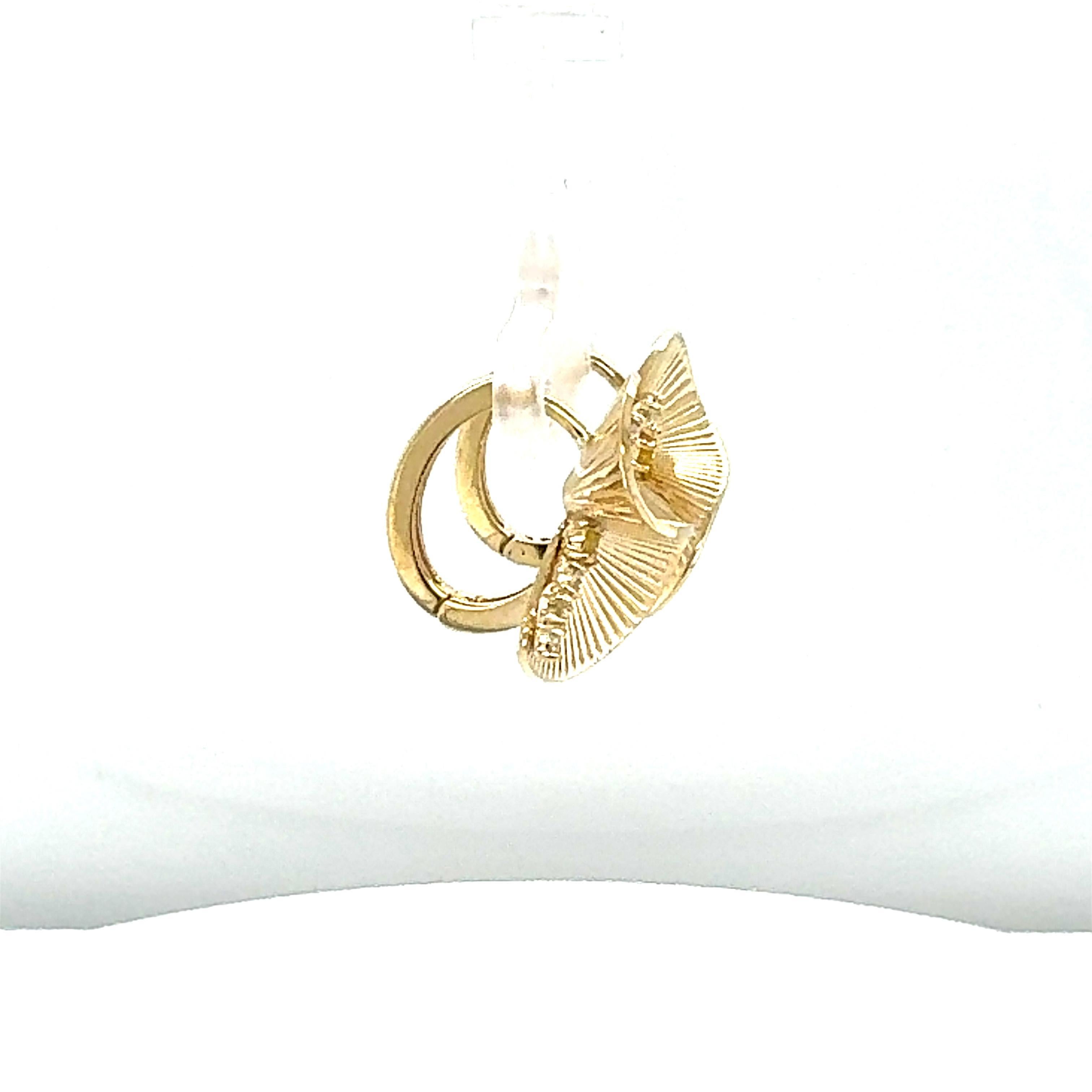 Round Cut 0.34 Carat Diamond Yellow Gold Art Deco Inspired Earrings For Sale