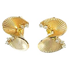 0.34 Carat Diamond Yellow Gold Art Deco Inspired Earrings