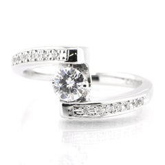 0.34 Carat Natural Dancing Diamond Ring Set in Platinum