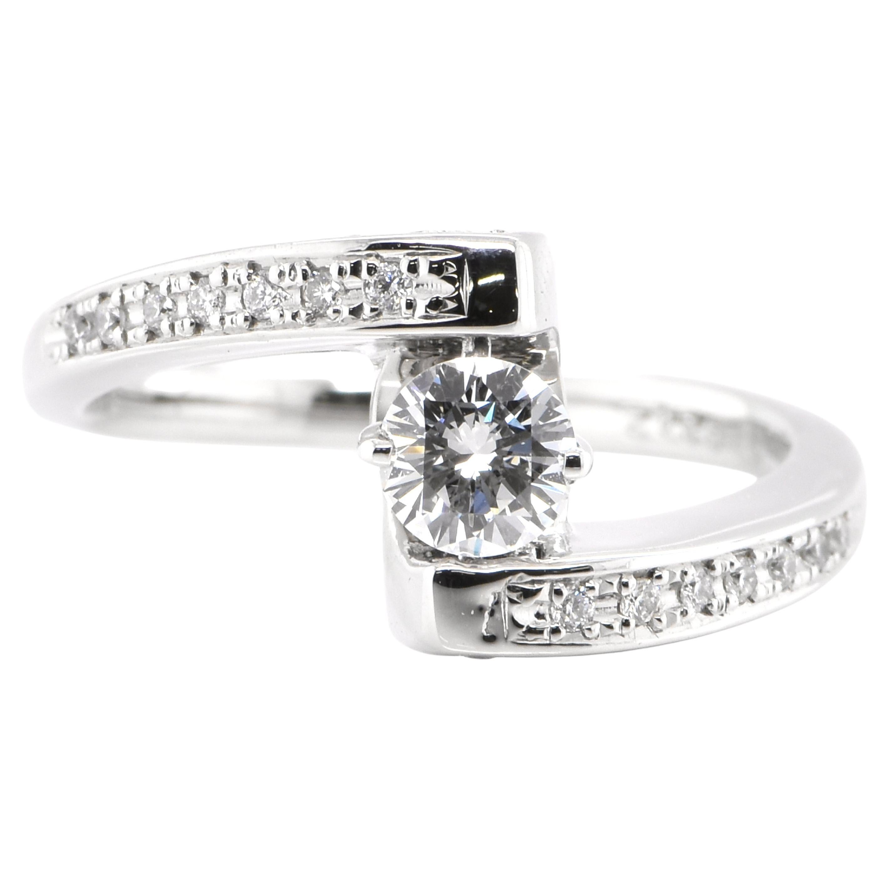 0.34 Carat Natural Dancing Diamond Ring Set in Platinum For Sale