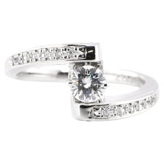 0.34 Carat Natural Dancing Diamond Ring Set in Platinum