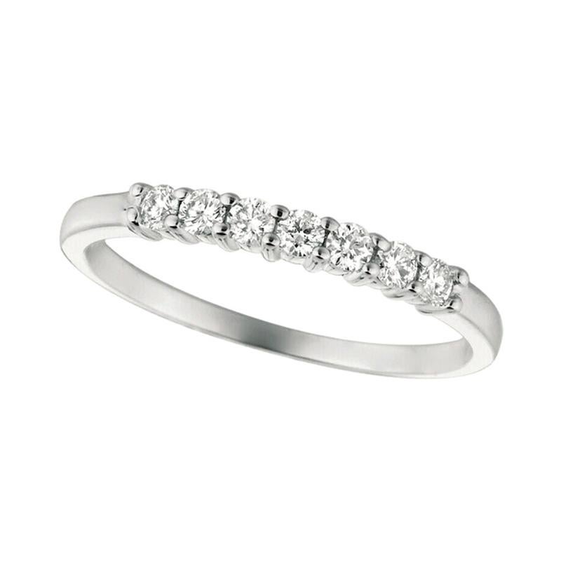 En venta: 0,34 Quilates Diamante Natural 7 Piedras Anillo Banda G SI 14K Oro Blanco