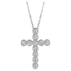 0.34 Quilates Collar Cruz Diamante Natural 14K Oro Blanco G SI
