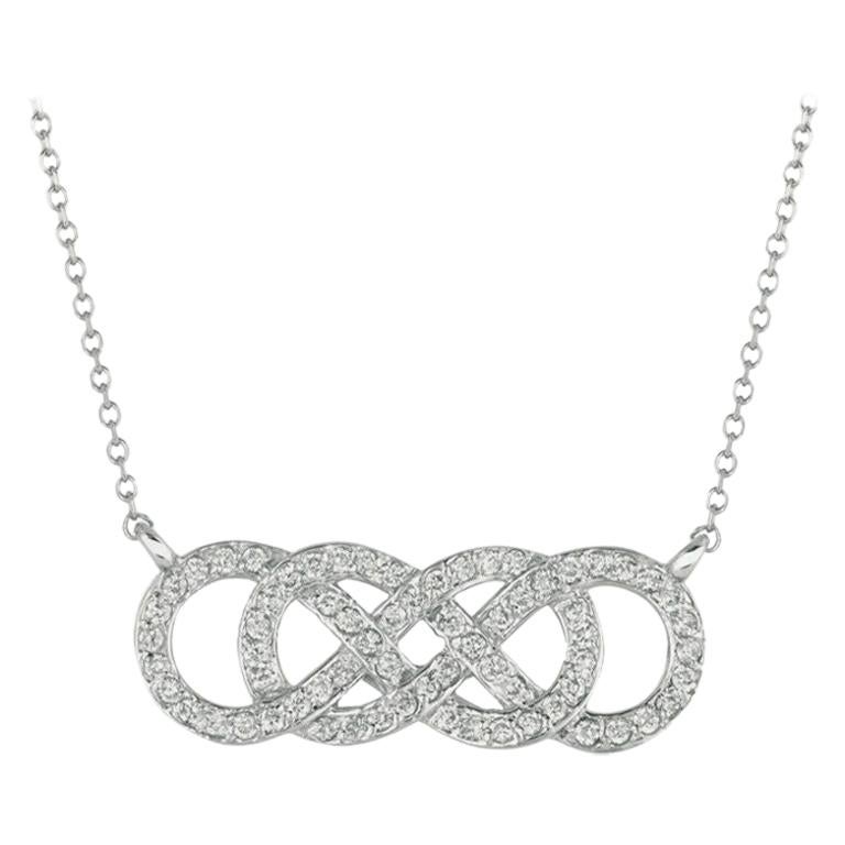 0.34 Carat Natural Diamond Necklace 14 Karat White Gold G SI Chain For Sale