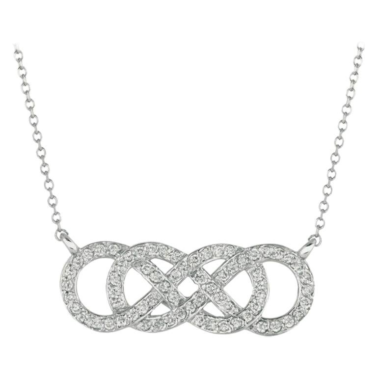 0.33 Carat Natural Diamond Clover Pendant Necklace 14 Karat White Gold  Chain For Sale at 1stDibs