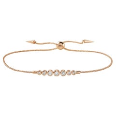 Bracelet Bolo serti d'un chaton en or rose et diamants 0,34 carat