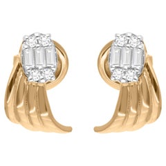 Orecchini di diamanti Baguette da 0,34 carati SI Clarity HI Color Oro giallo 18 carati