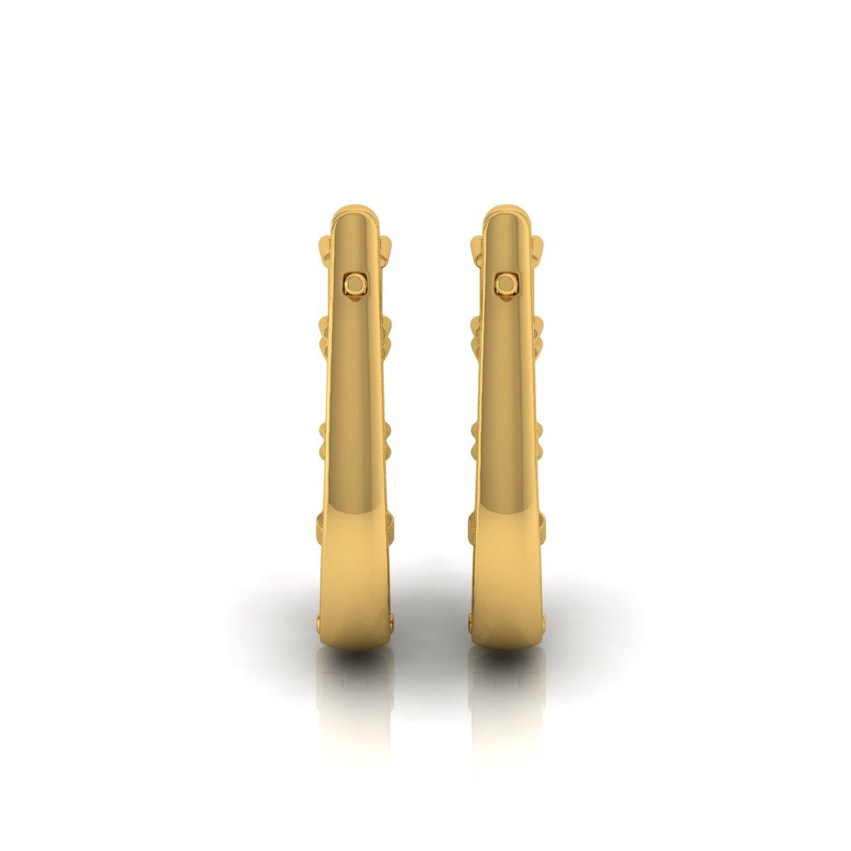 Modern 0.34 Carat SI/HI Baguette Diamond Hoop Earrings 18 Karat Yellow Gold Jewelry For Sale