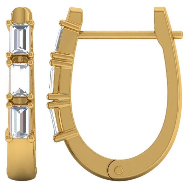 0.34 Carat SI/HI Baguette Diamond Hoop Earrings 18 Karat Yellow Gold Jewelry For Sale