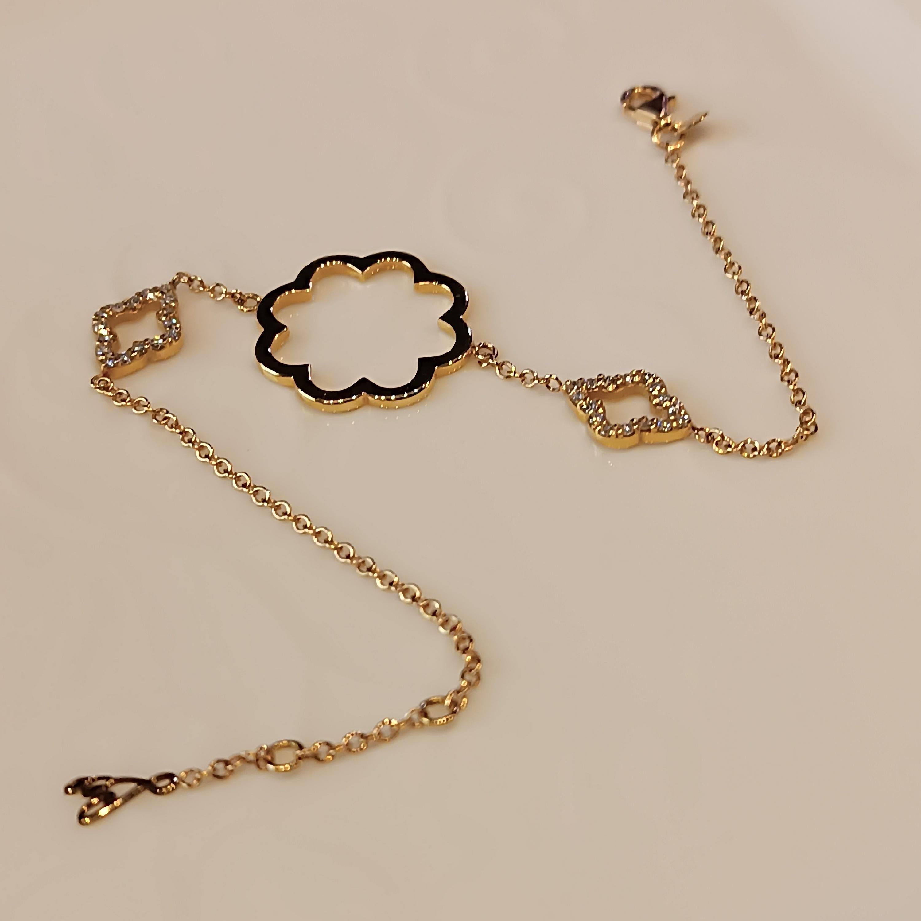 Taille brillant Bracelet en or rose avec diamants de 0,34 carat de couleur VS G, grammes 4,31 en vente