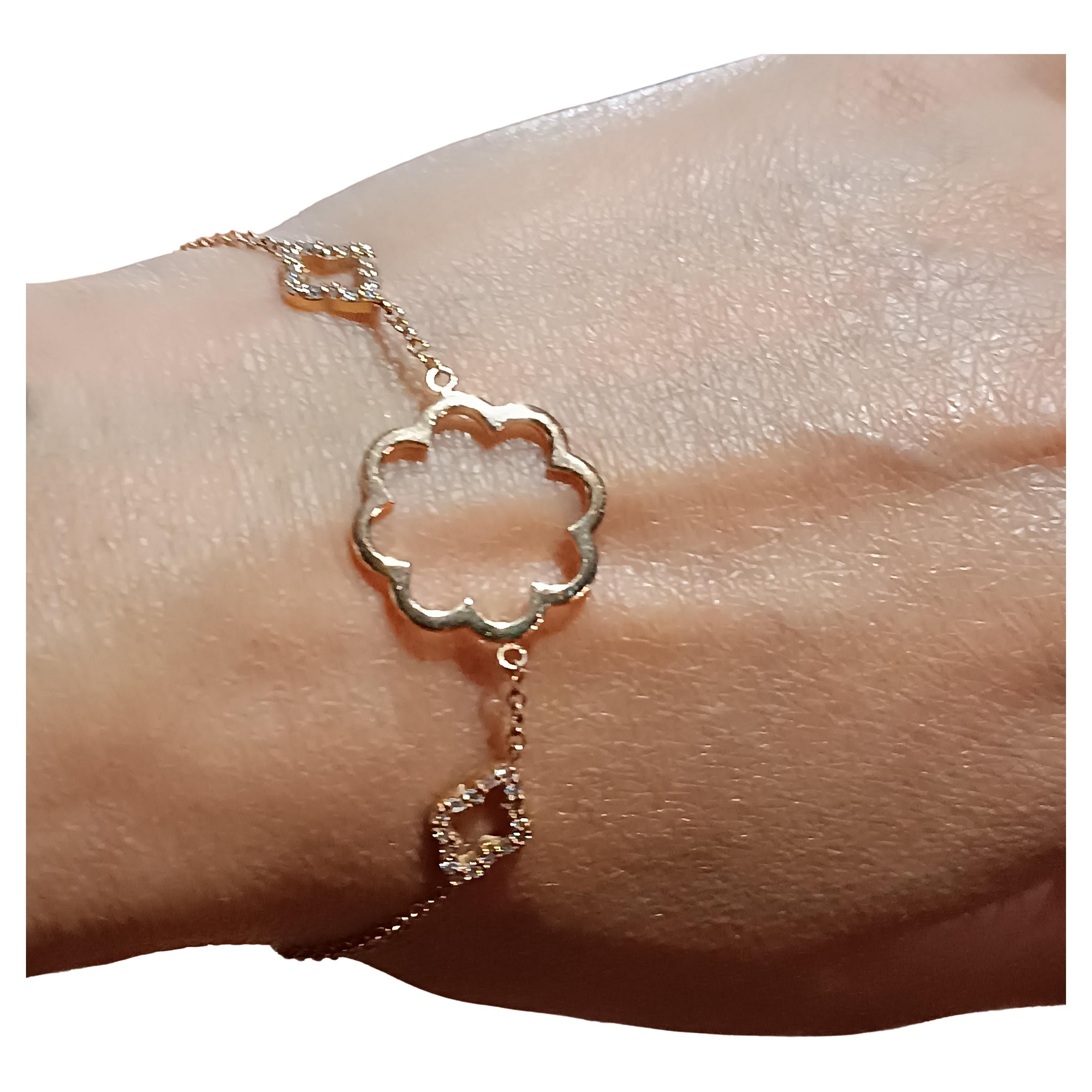 Bracelet en or rose avec diamants de 0,34 carat de couleur VS G, grammes 4,31 en vente