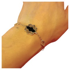 0.34 Carat VS G Color Diamond Rose Gold Grams 5.14 Black Onyx Bracelet