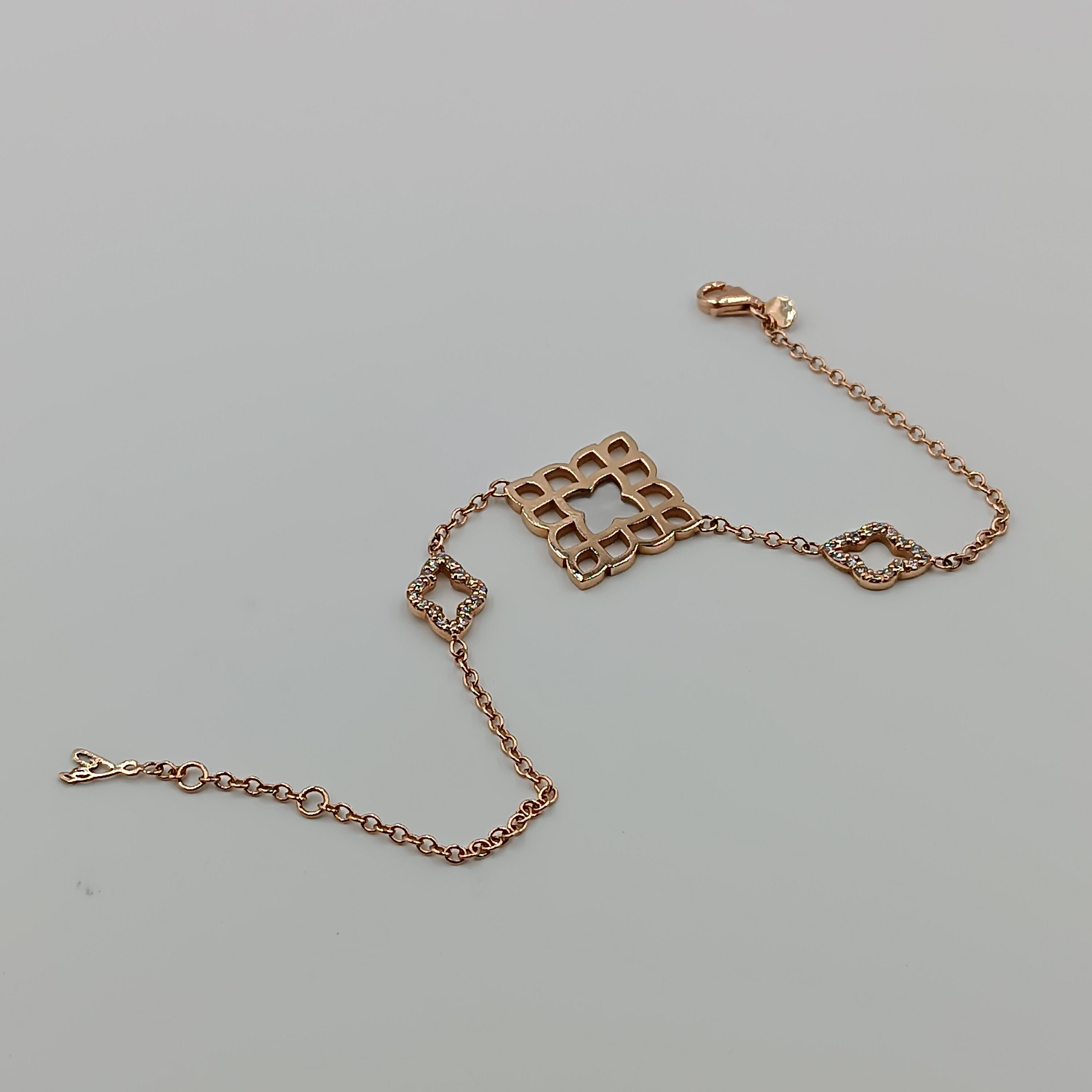 Bracelet en or rose avec diamants 0,34 carat de couleur VS G et 5,35 grammes de nacre Unisexe en vente