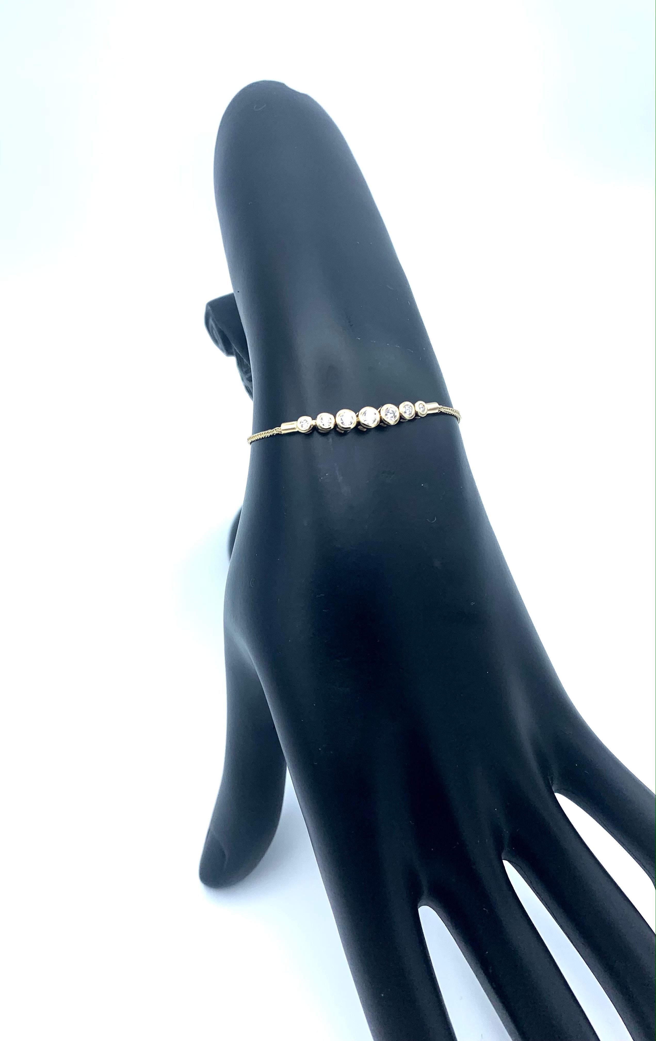 0.34 Carat Yellow Gold Diamond Bolo Bezel Set Bracelet For Sale at 1stDibs