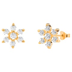 0.34ct Diamond Flower Prong Earrings in 14k Gold