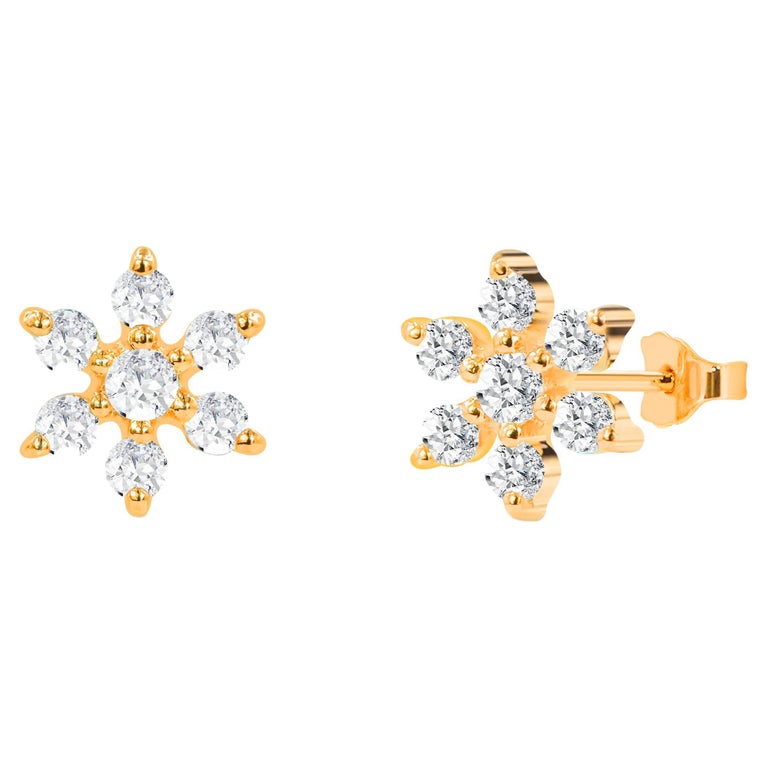 0.34ct Diamond Flower Prong Earrings in 18k Gold For Sale at 1stDibs |  nakshatra design earrings, nakshatra diamond studs, nakshatra diamond  earrings