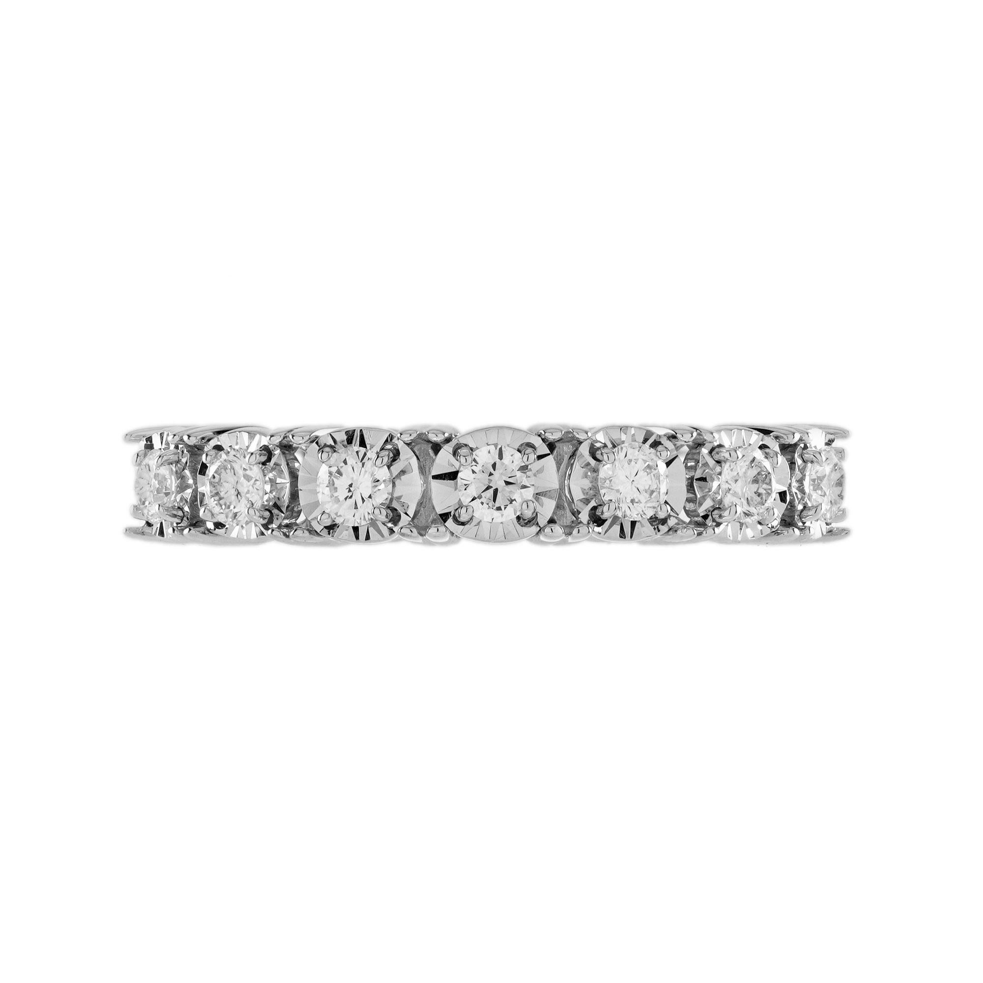 Art Deco 0.34 Ct. Diamond Wedding Band Ring in 18K White Gold