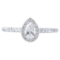 0.34 ct Drop Cut Diamond Solitaire, Diamond Solitaire Ring with Edge Stone