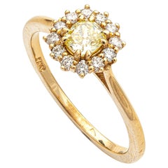 0.34 Ct Natural Fancy Intense Yellow Diamond Ring
